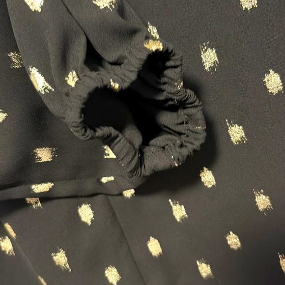 EUC [Ted Baker] Naiomy Black/Silver Flecked Wrap Printed Blouse Top Womens Sz 2 - Picture 6 of 11